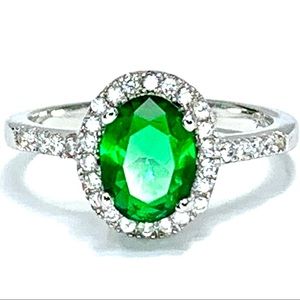 Sterling Silver 925 Green C.Z Ring Size 6